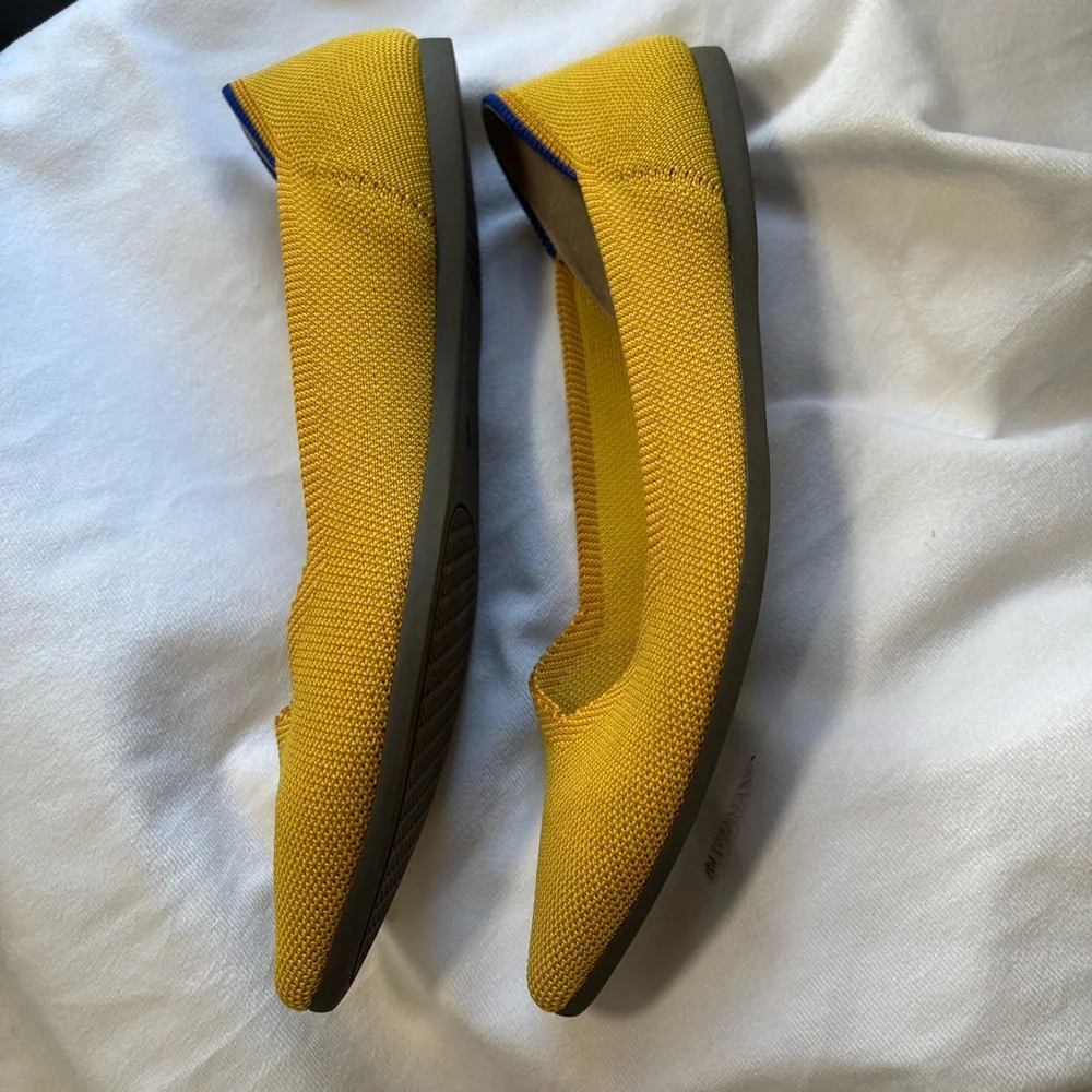 Rothy's The Point Flats Marigold Yellow Knit Pointed Toe Slip-On Size 8 - Picture 3 of 10